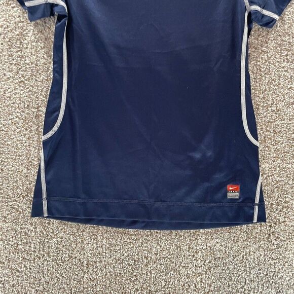 Nike Shirt Womens Small Blue V Neck Athleisure Running Gym Logo Dri Fit Logo - Picture 3 of 11